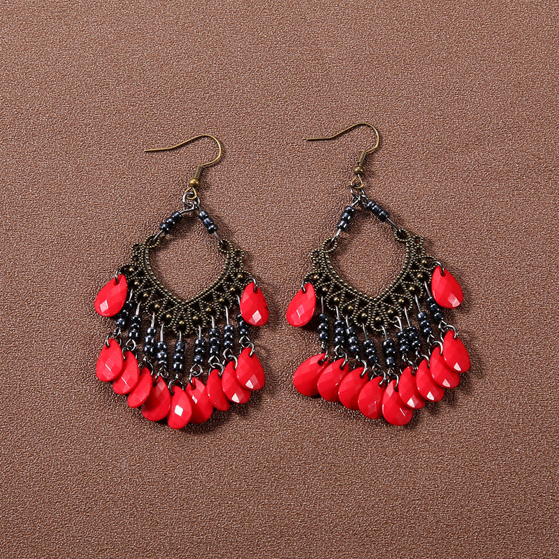 Wholesale Bohemian Tassel Turquoise Vintage Earrings